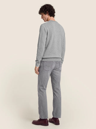 Jean 5 poches Edo coupe regular-straight en denim extensible noir clair délavé vintage 5