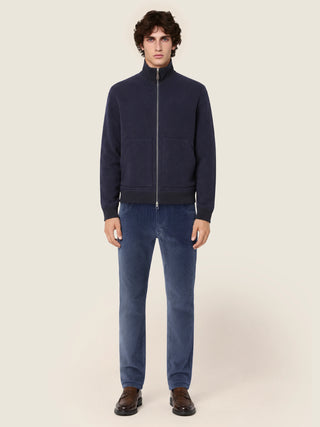 Bard Regular-Slim 5 Pocket Pants in Powder Blue Stretch Cotton Corduroy 3