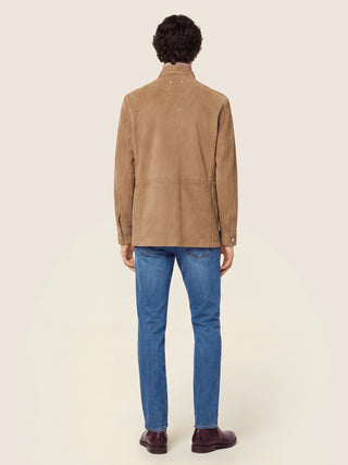 Bard Regular-Slim 5 Pocket Jeans in Medium Blue Cashmere-Cotton Comfort Denim with Vintage Wash 5